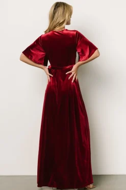 Clearance Baltic Born Maella Velvet Wrap Dress | Wine