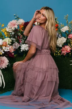 Outlet Baltic Born Magdalena Tulle Maxi Dress | Dusty Orchid