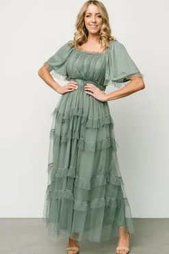 Clearance Baltic Born Magdalena Tulle Maxi Dress | Eucalyptus
