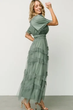 Clearance Baltic Born Magdalena Tulle Maxi Dress | Eucalyptus
