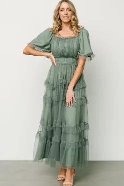 Clearance Baltic Born Magdalena Tulle Maxi Dress | Eucalyptus
