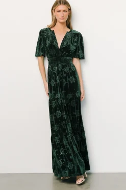 Outlet Baltic Born Magliato Embossed Velvet Maxi Dress | Green