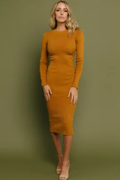 Fashion Baltic Born Manhattan Ribbed Sweater Dress | Camel
