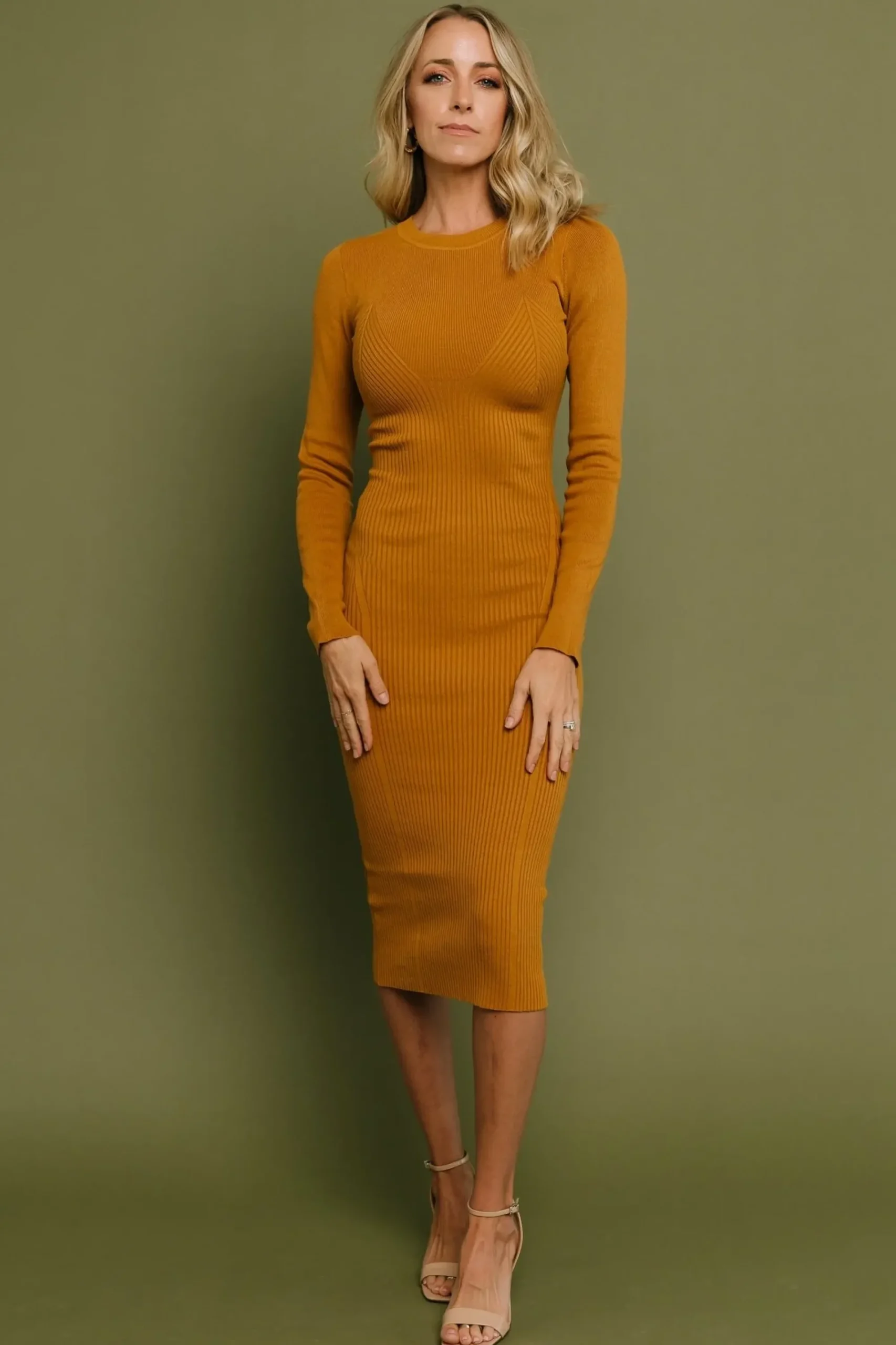 Fashion Baltic Born Manhattan Ribbed Sweater Dress | Camel