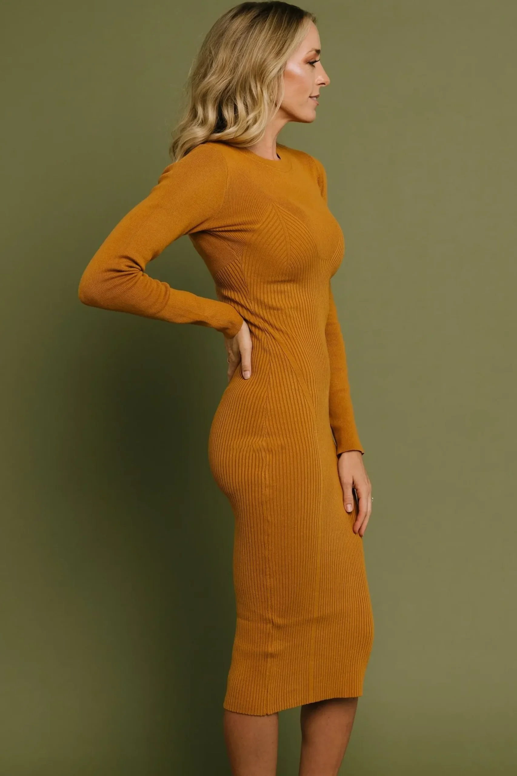 Fashion Baltic Born Manhattan Ribbed Sweater Dress | Camel