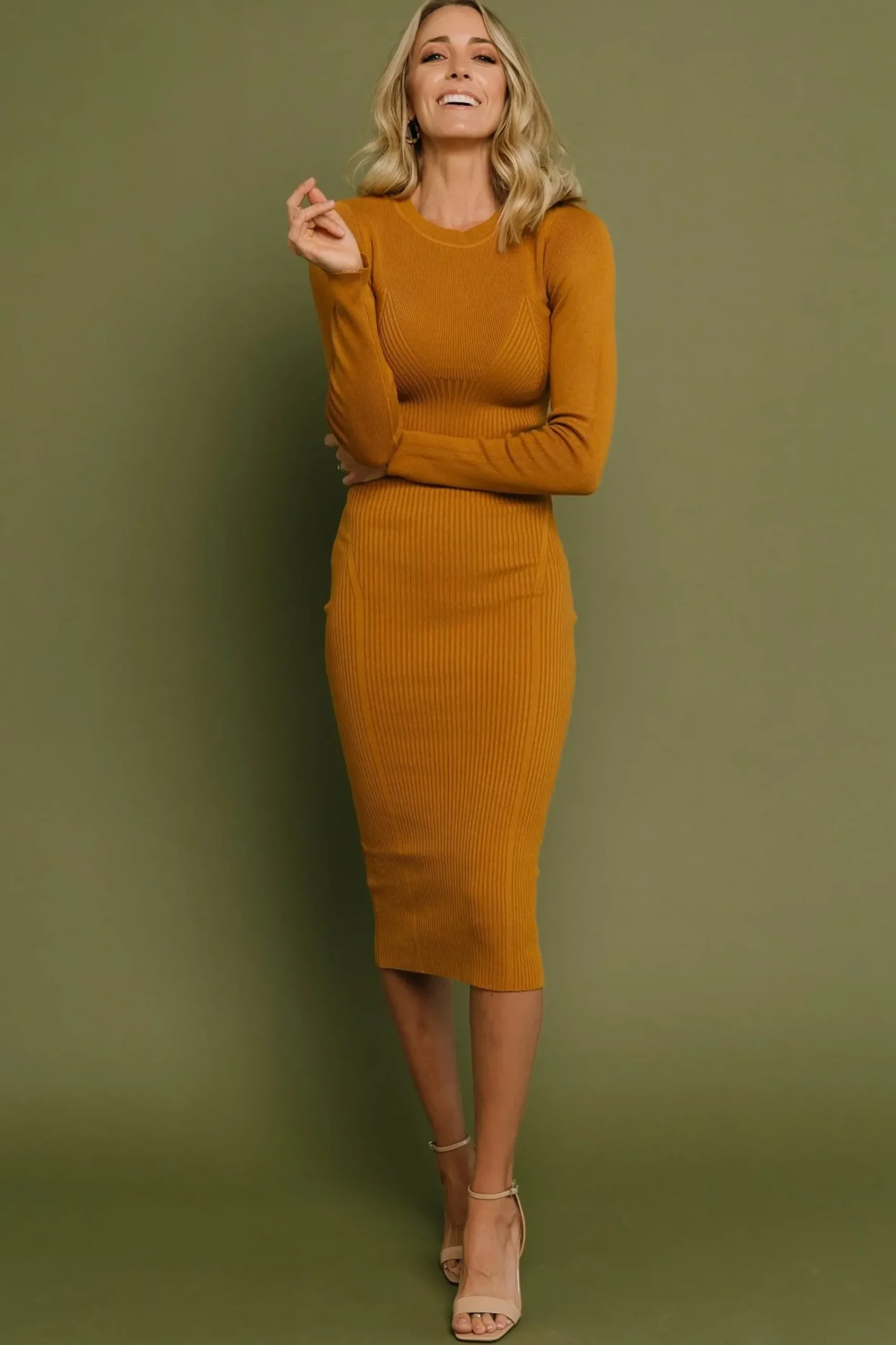 Fashion Baltic Born Manhattan Ribbed Sweater Dress | Camel