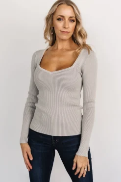 Discount Baltic Born Maria Sweetheart Ribbed Top | Gray