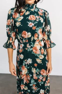 New Baltic Born Marie Mock Neck Maxi Dress | Dark Green Floral