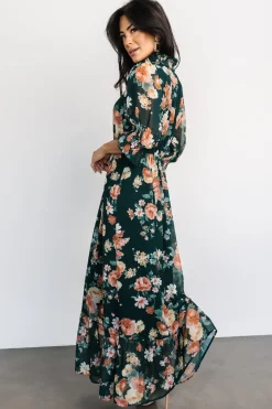 New Baltic Born Marie Mock Neck Maxi Dress | Dark Green Floral