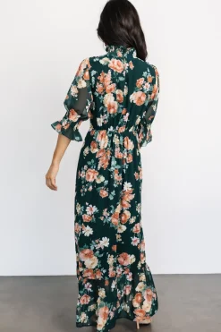 New Baltic Born Marie Mock Neck Maxi Dress | Dark Green Floral