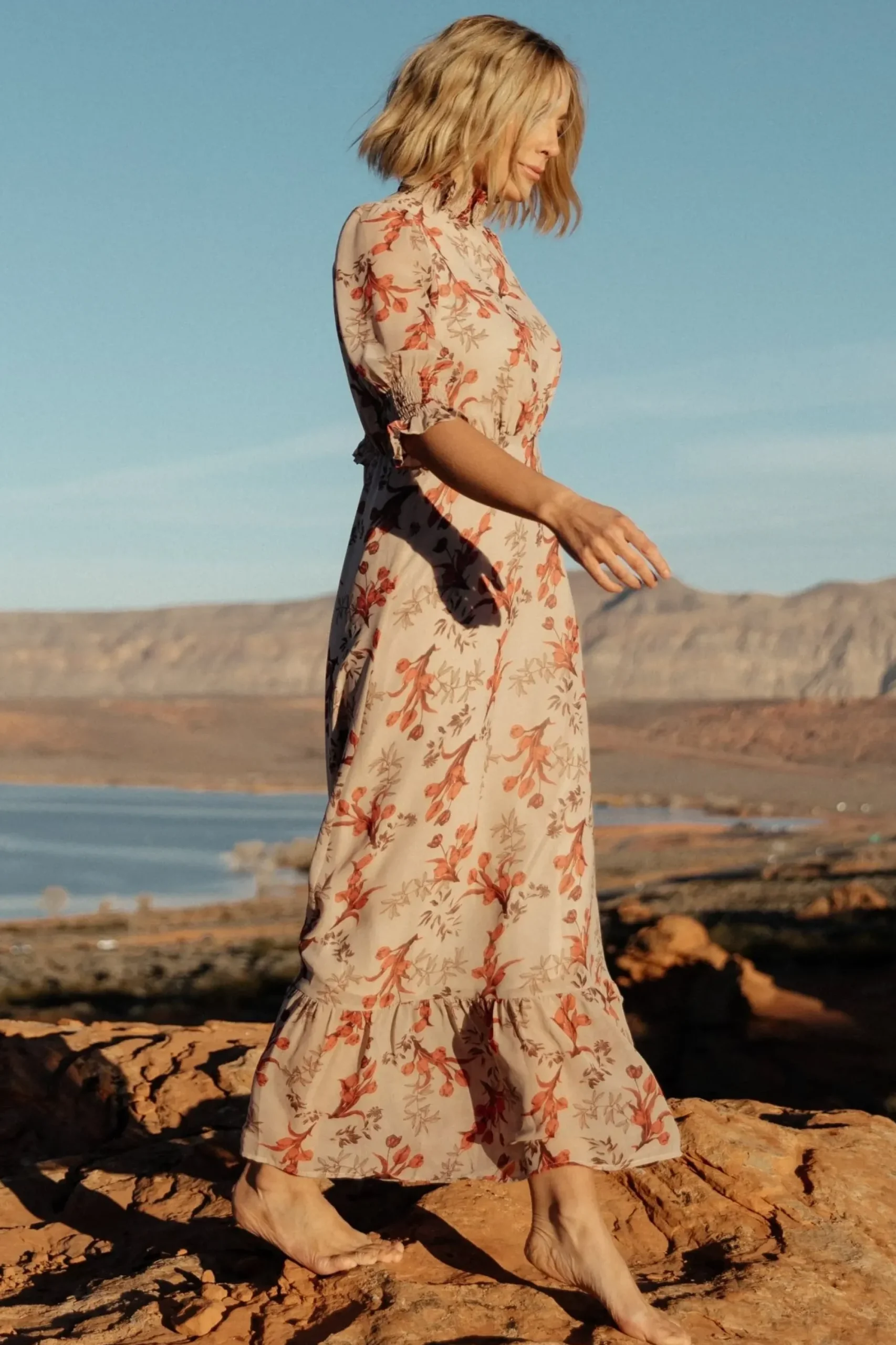 Outlet Baltic Born Marie Mock Neck Maxi Dress | Blush Floral