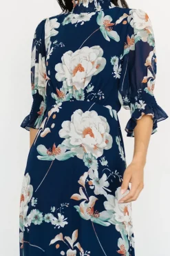 Hot Baltic Born Marie Mock Neck Maxi Dress | Navy Floral