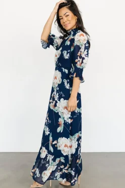 Hot Baltic Born Marie Mock Neck Maxi Dress | Navy Floral
