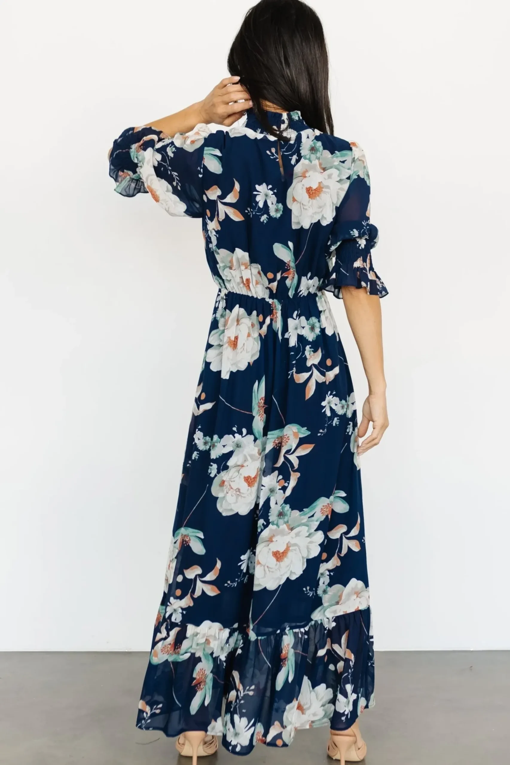 Hot Baltic Born Marie Mock Neck Maxi Dress | Navy Floral