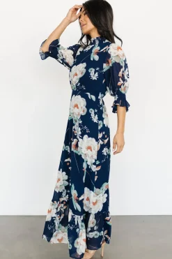 Hot Baltic Born Marie Mock Neck Maxi Dress | Navy Floral