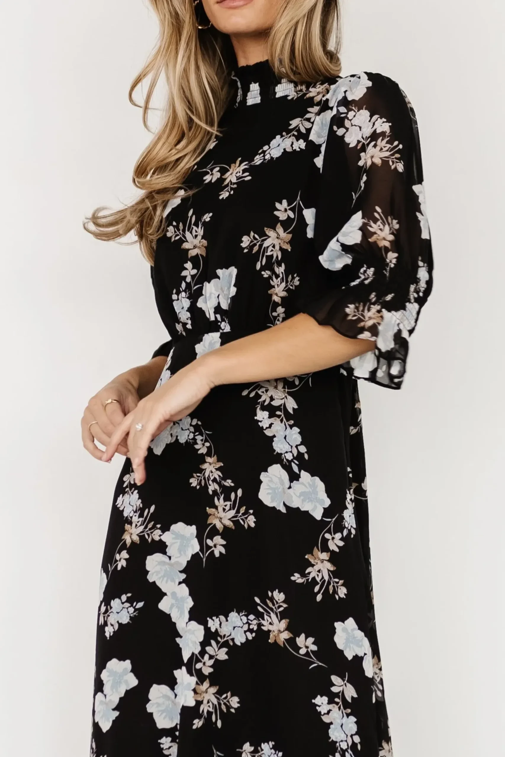 Fashion Baltic Born Marie Mock Neck Maxi Dress | Black Floral