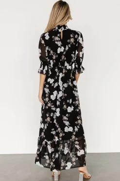 Fashion Baltic Born Marie Mock Neck Maxi Dress | Black Floral