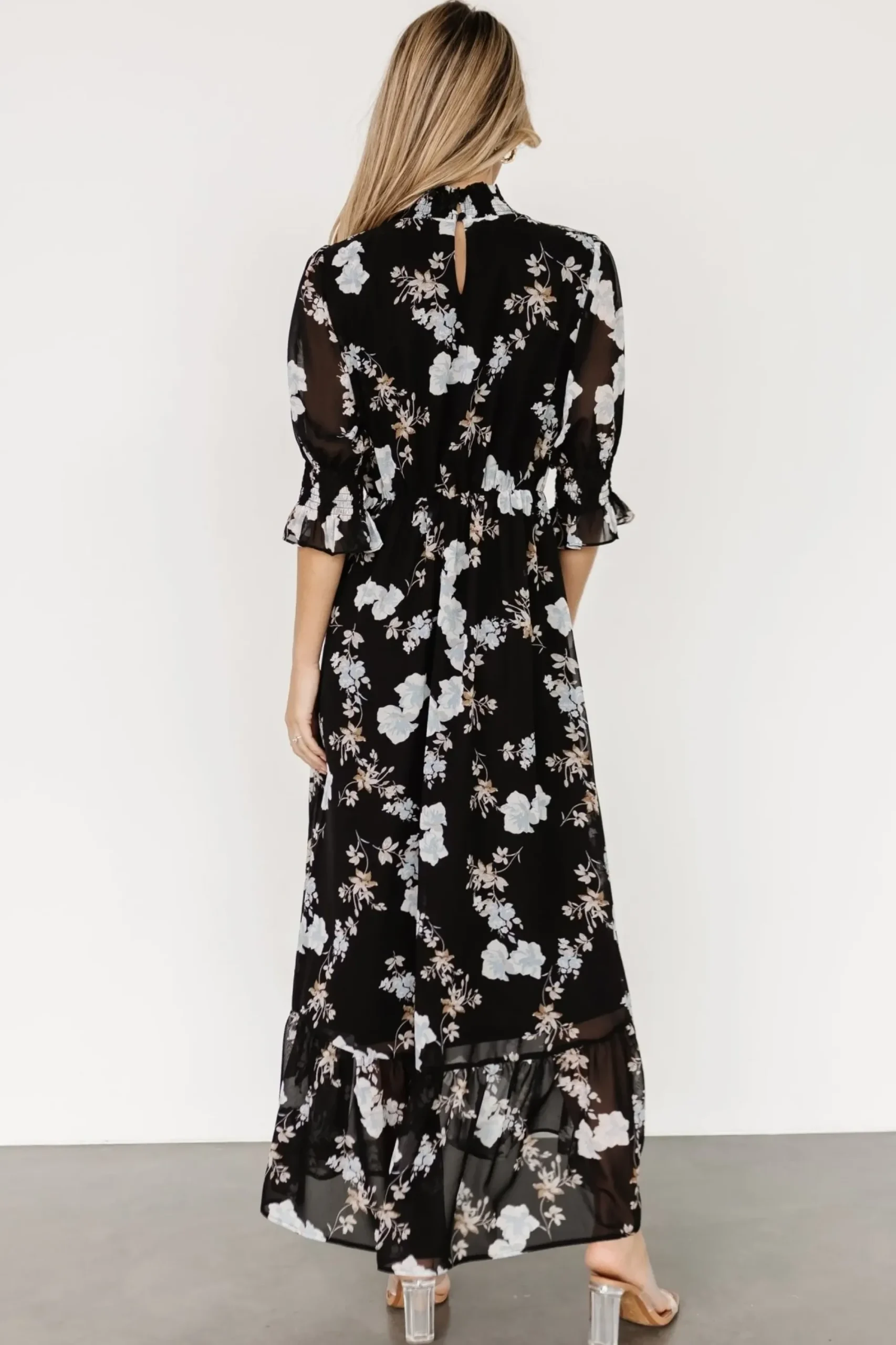 Fashion Baltic Born Marie Mock Neck Maxi Dress | Black Floral