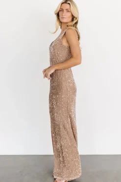 Fashion Baltic Born Marilyn Sequin Maxi Gown | Taupe Iridescent