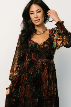 Discount Baltic Born Marlow Velvet Embossed Dress | Black Multi