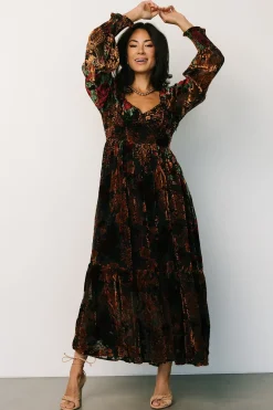 Discount Baltic Born Marlow Velvet Embossed Dress | Black Multi