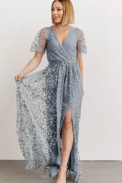 Hot Baltic Born Marseille Embossed Maxi Dress | Dusty Blue