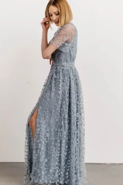 Hot Baltic Born Marseille Embossed Maxi Dress | Dusty Blue