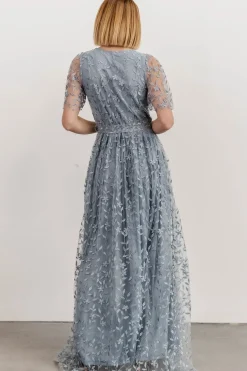 Hot Baltic Born Marseille Embossed Maxi Dress | Dusty Blue