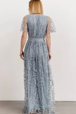 Hot Baltic Born Marseille Embossed Maxi Dress | Dusty Blue