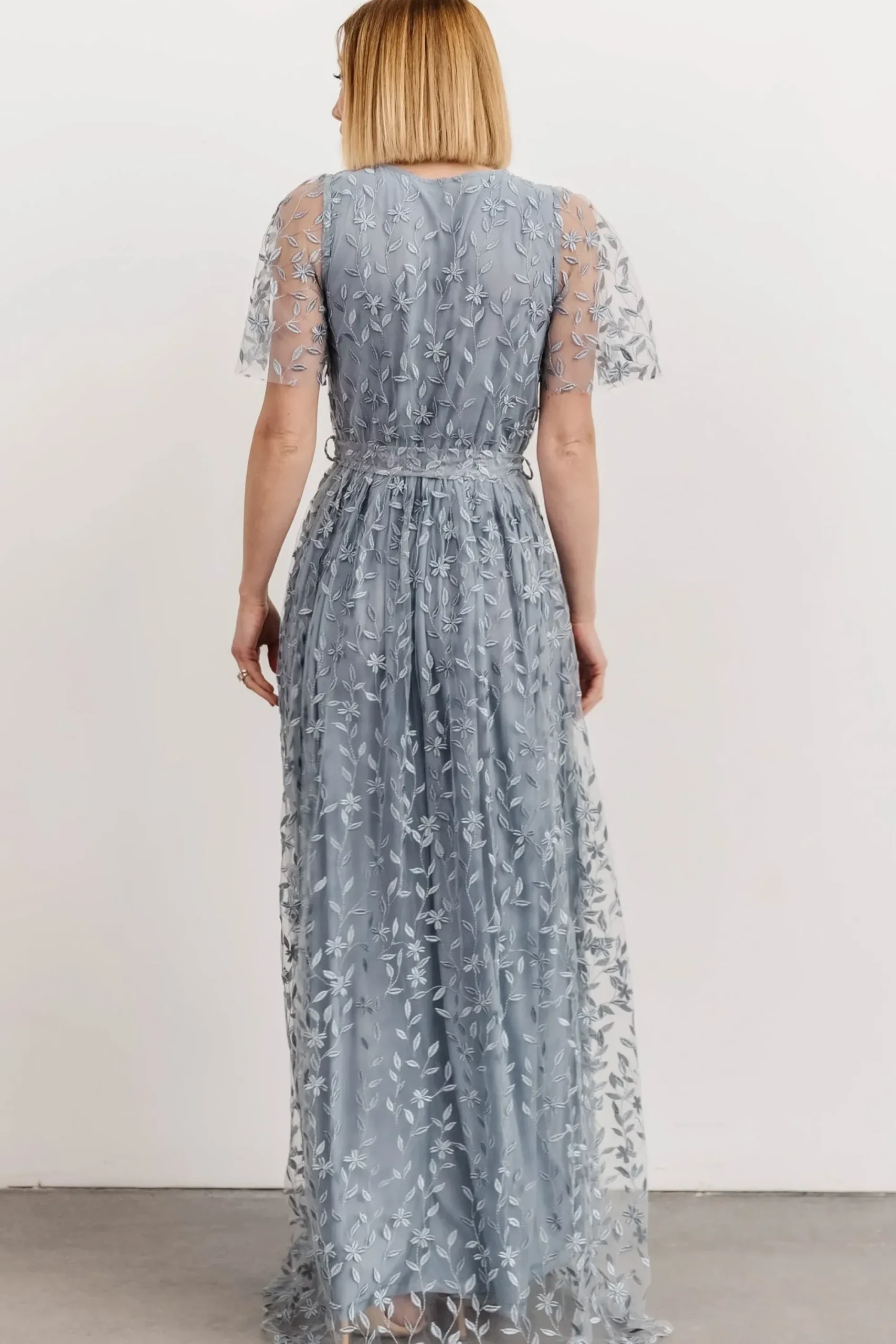 Hot Baltic Born Marseille Embossed Maxi Dress | Dusty Blue