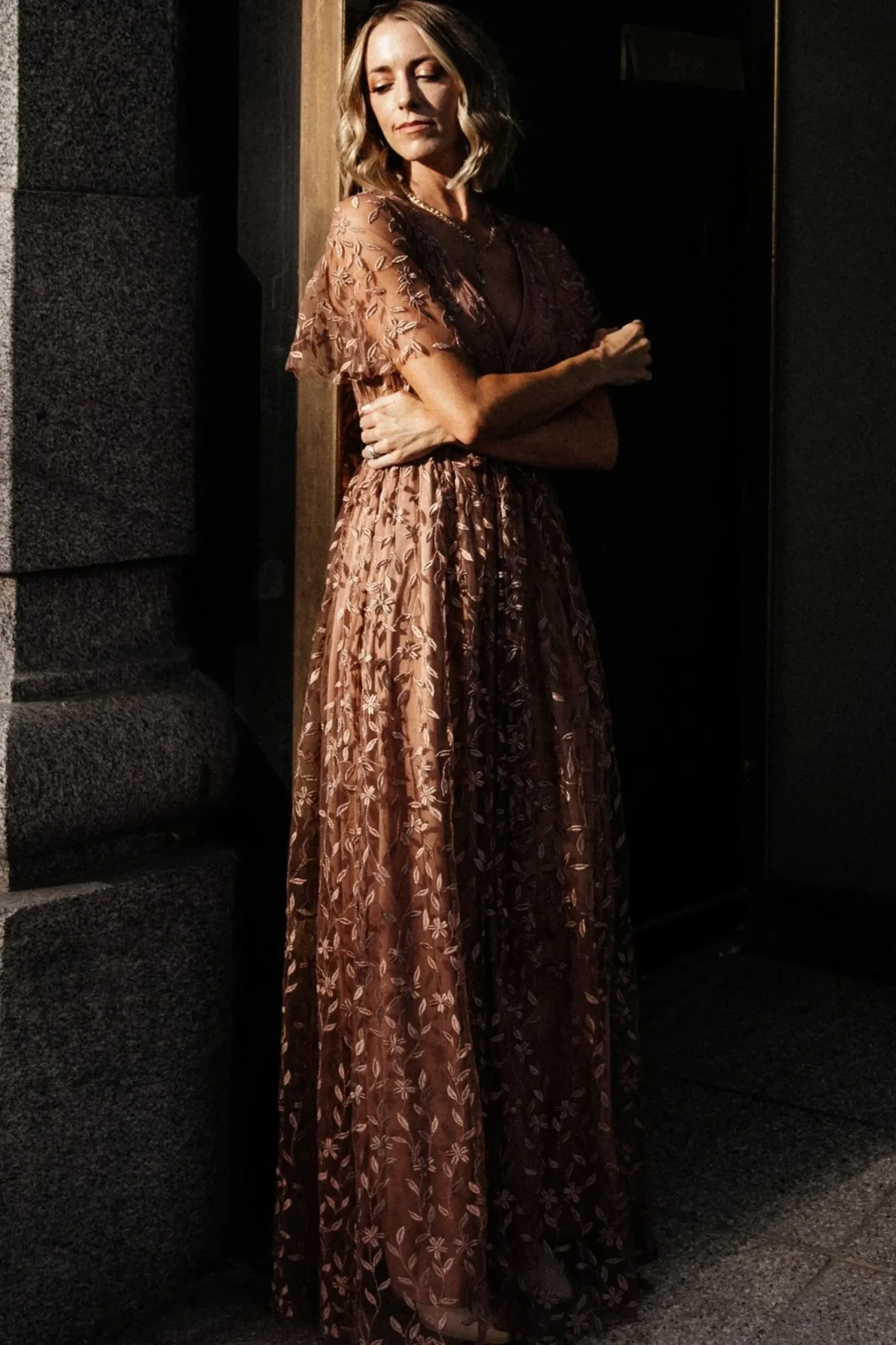 Sale Baltic Born Marseille Embossed Maxi Dress | Nude Rose