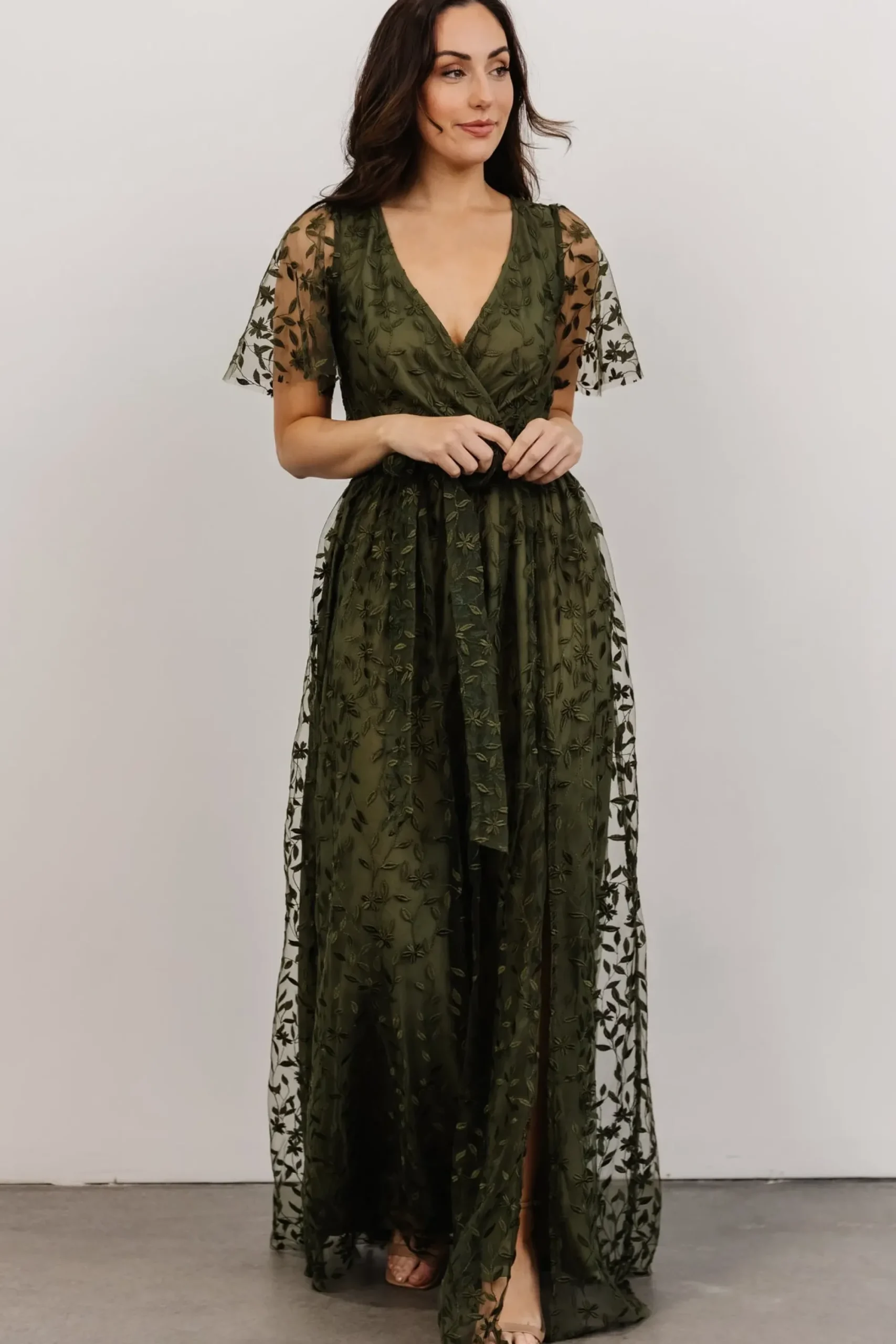 Fashion Baltic Born Marseille Embossed Maxi Dress | Olive