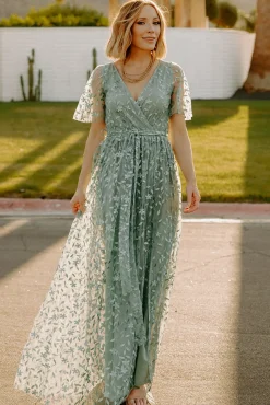 Best Baltic Born Marseille Embossed Maxi Dress | Eucalyptus