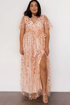 Outlet Baltic Born Marseille Embossed Maxi Dress | Rose Gold Sequin