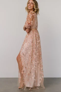 Outlet Baltic Born Marseille Embossed Maxi Dress | Rose Gold Sequin