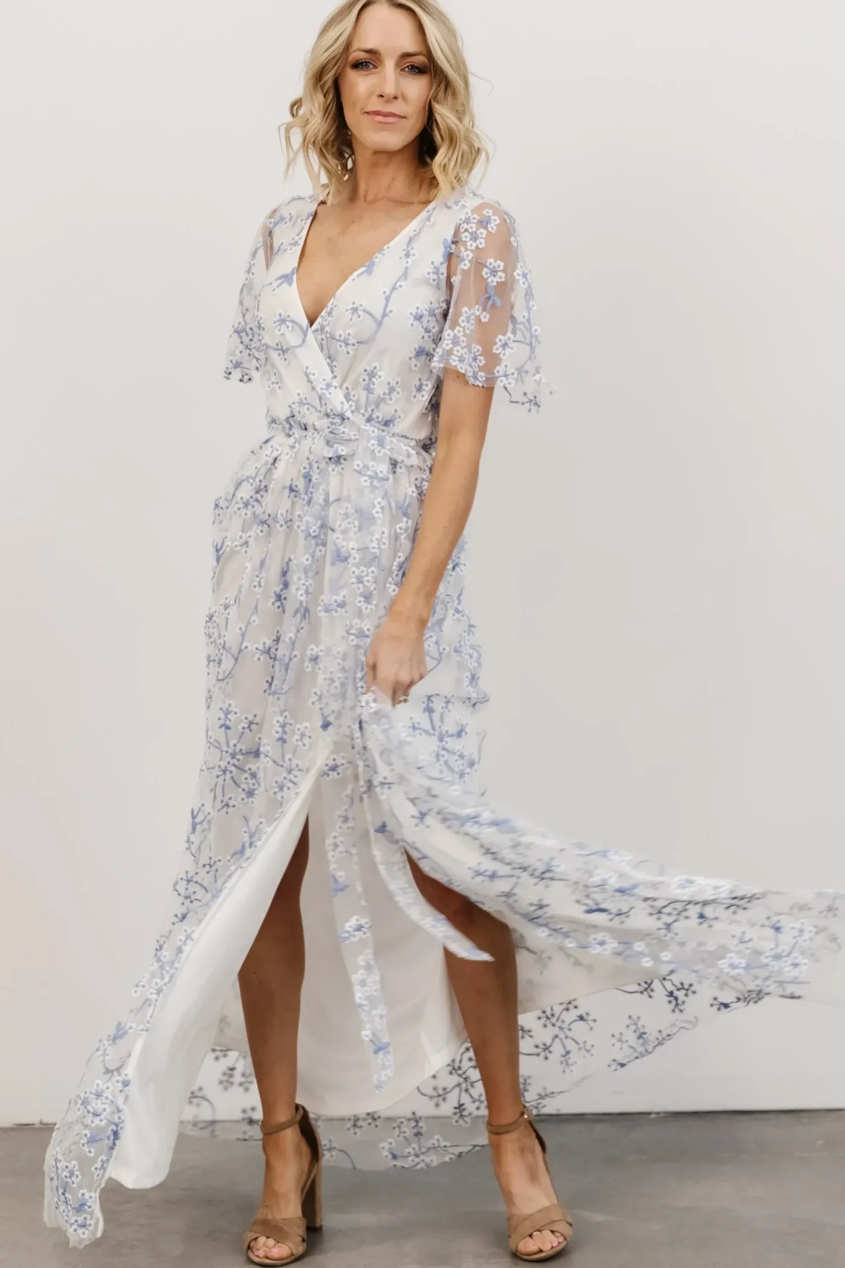 Outlet Baltic Born Marseille Embossed Maxi Dress | Blue Blossom