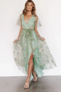 Hot Baltic Born Marseille Embossed Maxi Dress | Sage Floral