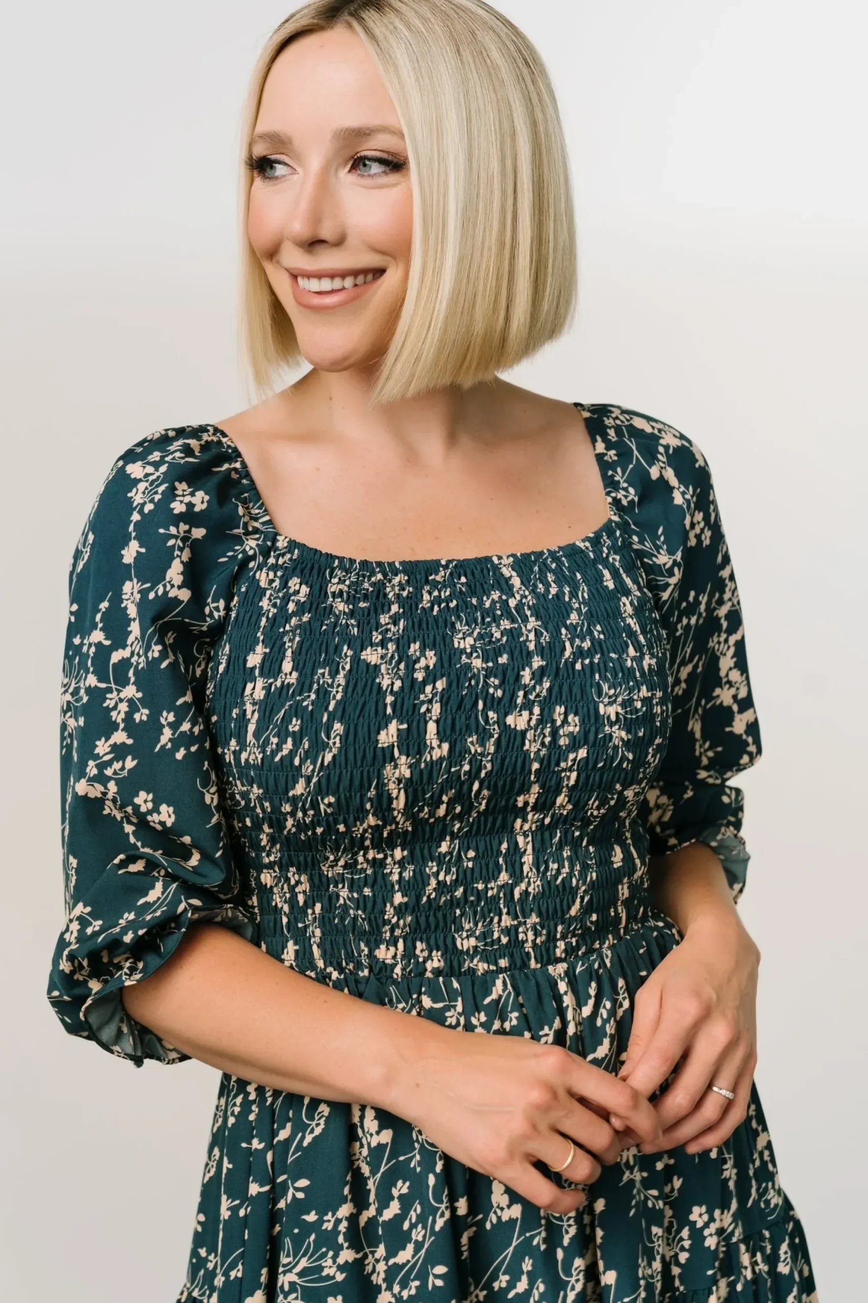 Best Baltic Born Marta Smocked Midi Dress | Topaz + Blush