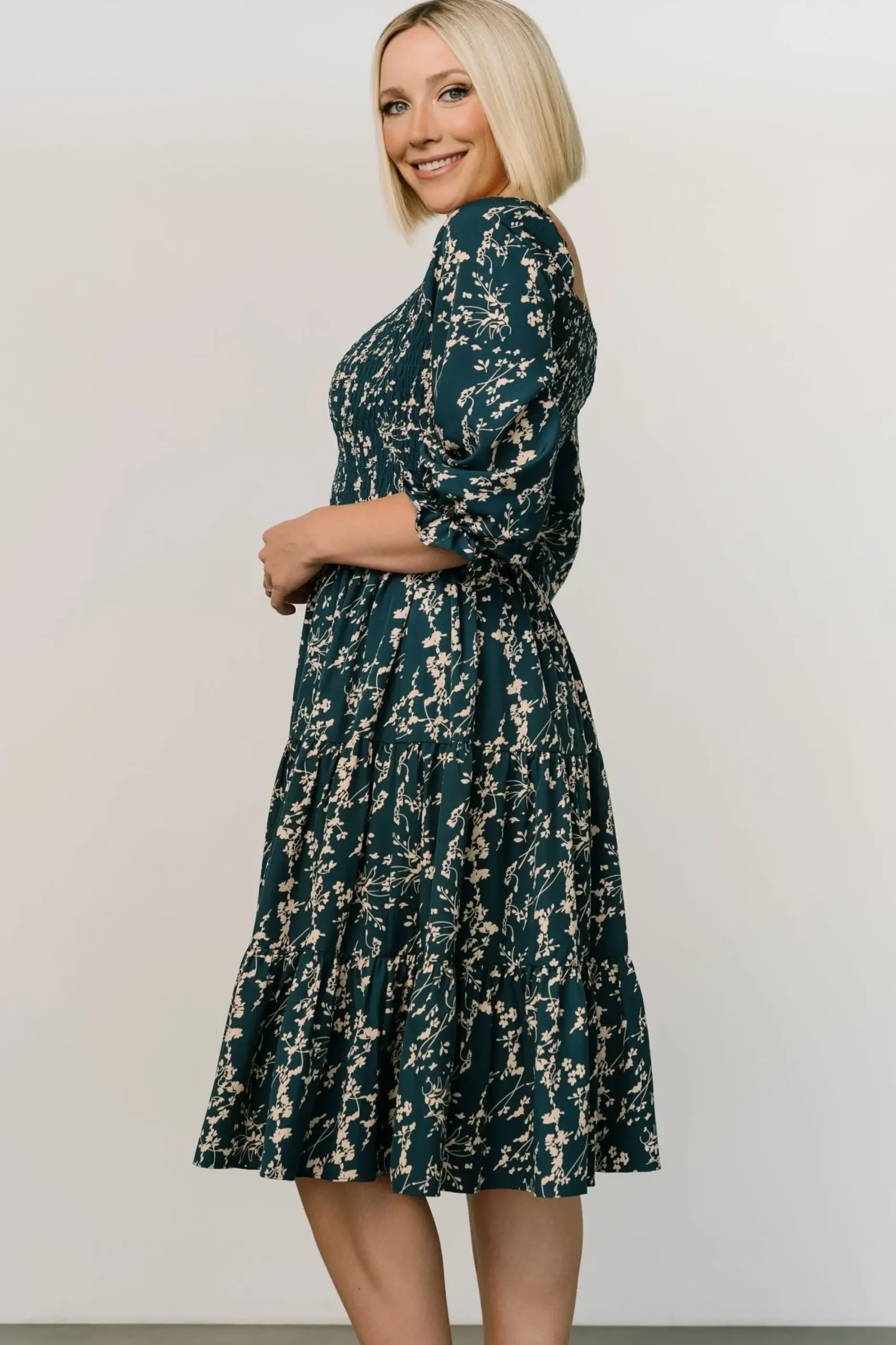 Best Baltic Born Marta Smocked Midi Dress | Topaz + Blush