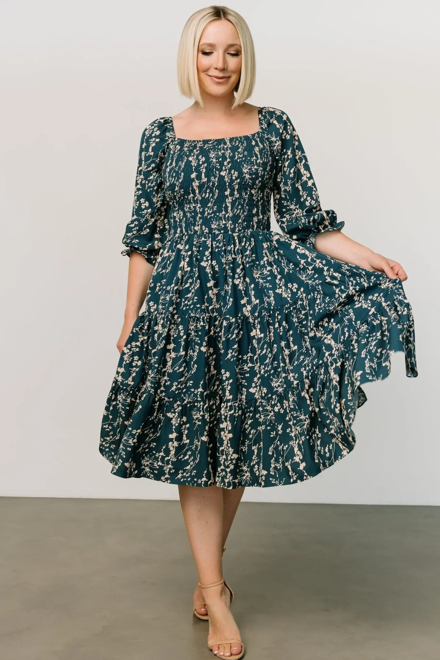 Best Baltic Born Marta Smocked Midi Dress | Topaz + Blush