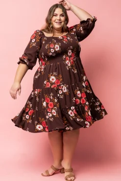 Hot Baltic Born Marta Smocked Midi Dress | Mahogany Floral