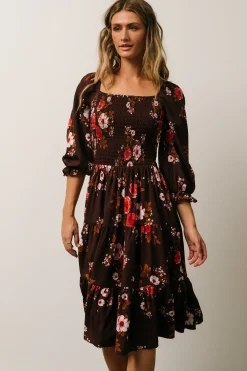Hot Baltic Born Marta Smocked Midi Dress | Mahogany Floral