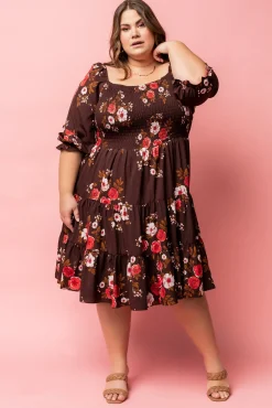 Hot Baltic Born Marta Smocked Midi Dress | Mahogany Floral