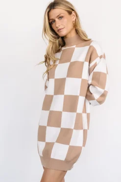 Hot Baltic Born Mattie Checkered Sweater Dress | Taupe
