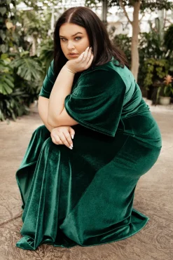 New Baltic Born Meghan Velvet Wrap Maxi Dress | Emerald