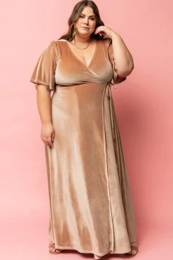 Outlet Baltic Born Meghan Velvet Wrap Maxi Dress | Champagne