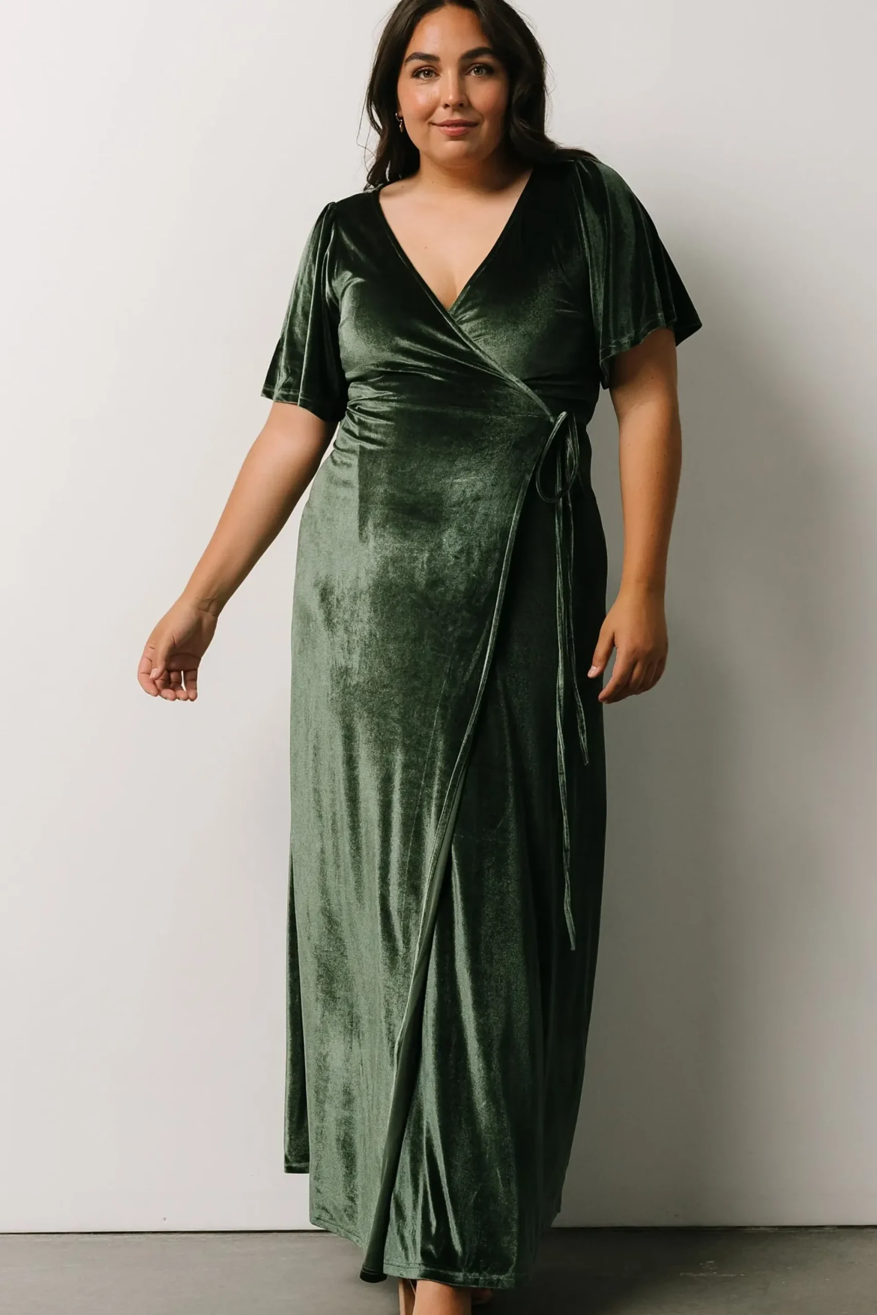 Fashion Baltic Born Meghan Velvet Wrap Maxi Dress | Deep Green