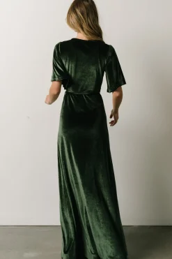 Fashion Baltic Born Meghan Velvet Wrap Maxi Dress | Deep Green