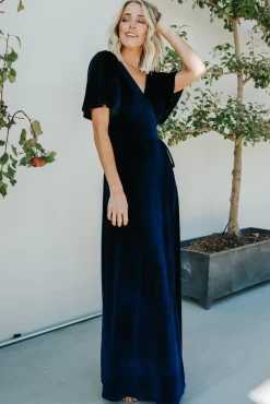 Sale Baltic Born Meghan Velvet Wrap Maxi Dress | Navy