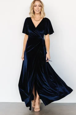 Sale Baltic Born Meghan Velvet Wrap Maxi Dress | Navy